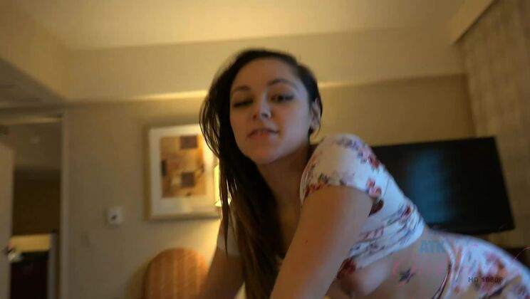 Zoey meets up with you in a hotel room to worship your cock