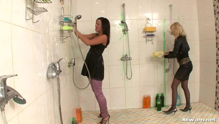 Fully Clothed Wetlook Shower Bunnies