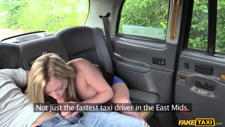 Posh blonde bird misses date and gets fucked in taxi instead