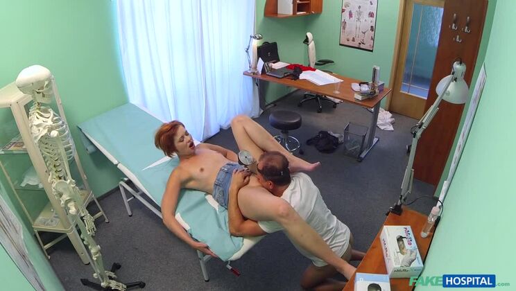 Sexy redhead will do anything for a sick note to get off work
