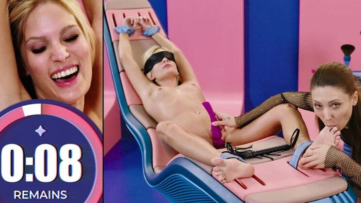 Blonde Lesbian Tickling Orgasms - Foot Fetish Toe Sucking & Tied-Up Fun with Candee Licious & Talia Mint