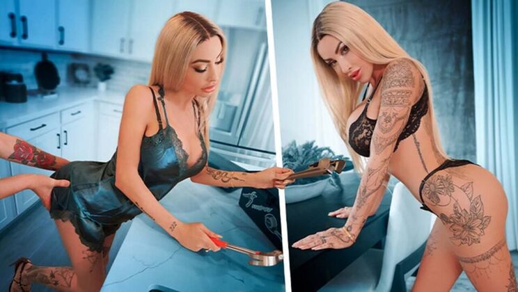 Blonde StepMom Danae Mari Gets Pipe Laid By Juan In Kitchen - Big Tits, Creampie, HD