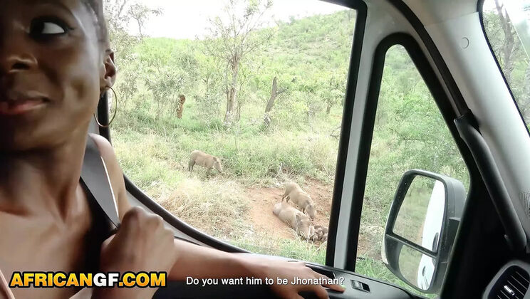 Ebony Girl Deep Throats White Cock After Wild Safari Date - Rough Interracial Fuck