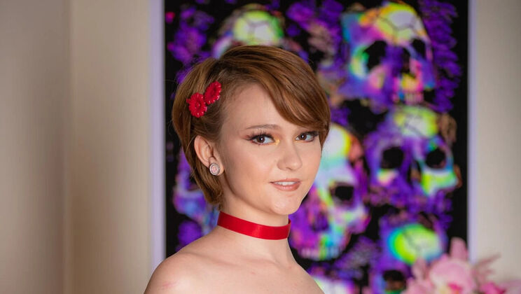 Skinny Redhead Lucy Valentine Gets Rough Doggy & Deep Throat Fuck by Big Cock Stud