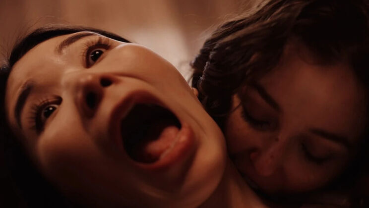 Hot Japanese Vampire Lesbian Sex - Rikako Katayama Dominated by Nerdy Leana Lovings in Gothic Horror Fuck