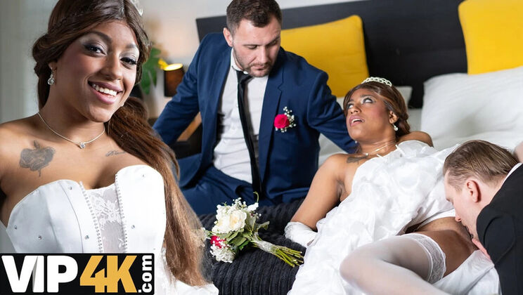 Hot Brunette Bride Fucked Hard Before Wedding - Interracial Sex with Big Ass Vicky Menage