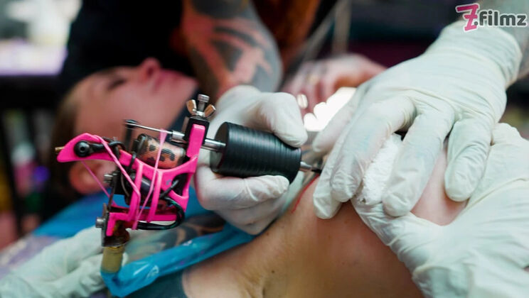 Big Dick Tattooed Foursome - Merry's Anal Adventure with Double Blowjob & Facial