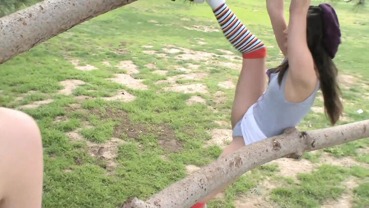 Georgia Jones & Faye Reagan Lesbian College Cheerleaders Outdoor Sex & Toy Fun